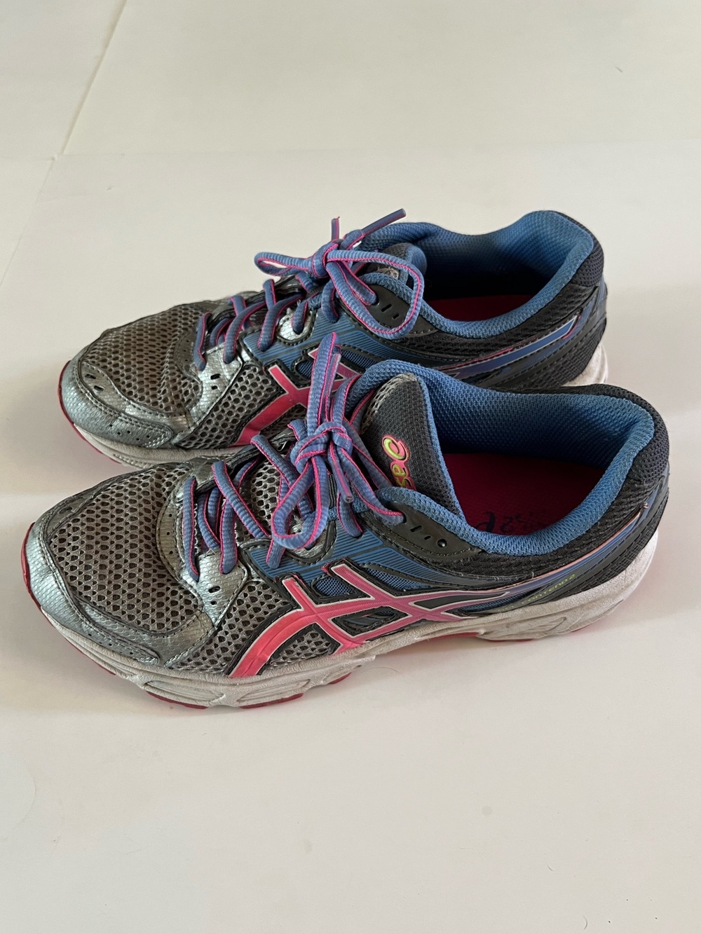 ASICS Size 8.5 Gray Silver Pink Purple Tennis Shoes Gel-Contend 2 Sneakers